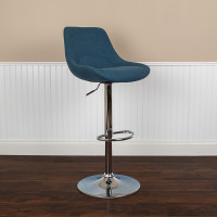 Flash Furniture CH-182050X000-BLFAB-GG Contemporary Blue Fabric Adjustable Height Barstool with Chrome Base